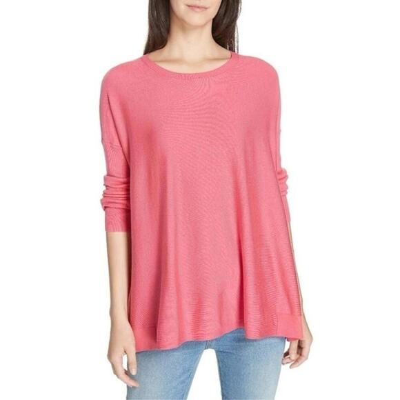 Eileen Fisher Medium Swing Knit Top Tencel Pink Long Sleeve NEW WITH TAGS - Picture 2 of 11